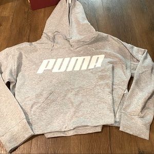 PUMA Cropped Gray Hoodie (Medium)